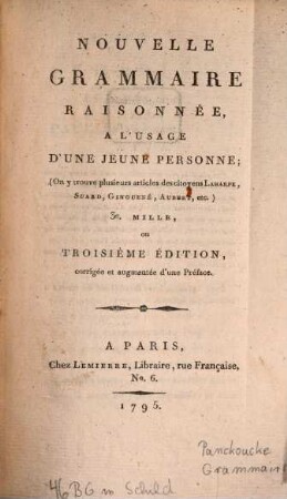 Nouvelle Grammaire raisonneé