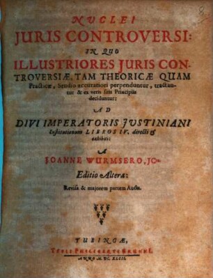 Nuclei iuris controversi ad institution. libros IV directi