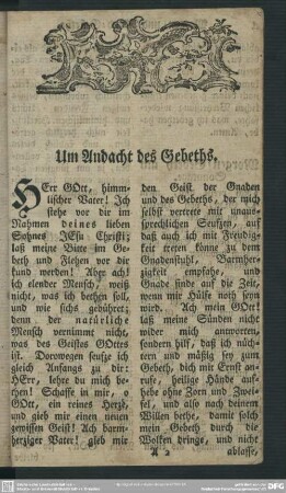 Um Andacht des Gebeths, (Morgen- und Abend-Gebethe)