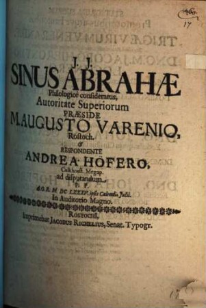 Sinus Abrahae philologice consideratus