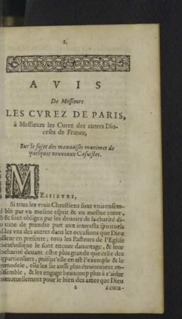 Avis De Messieurs Les Curez de Paris