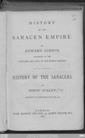 History of the Saracen Empire