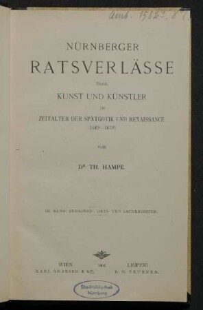 3. Band: Personen-, Orts- und Sachregister : (1449) 1474-1618 (1633)