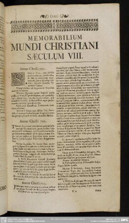 Memorabilium Mundi Christiani Saeculum VIII.