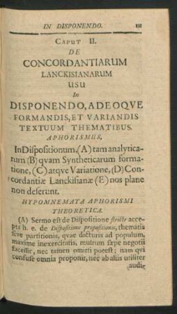 Caput II. De Concordantiarum Lanckisianarum Usu In Disponendis, Et Variandis Textuum Thematibus.