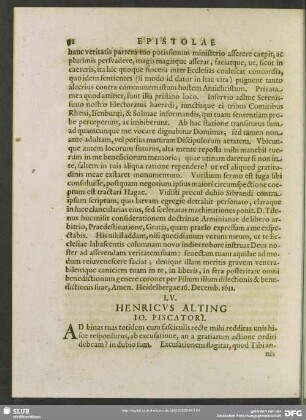 LV. Henricus Alting. Jo. Piscatori