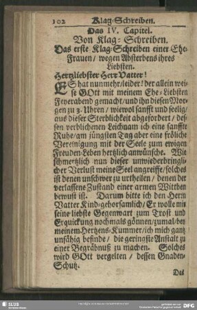 Das IV. Capitel. Von Klag-Schreiben
