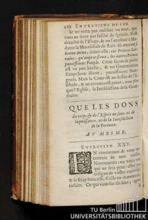 Que Les Dons du corps & de l'Esprit ne sont, ni de la puissance, ni de la Iurisdiction de la Fortune. Av Mesme. Entretien XXV.