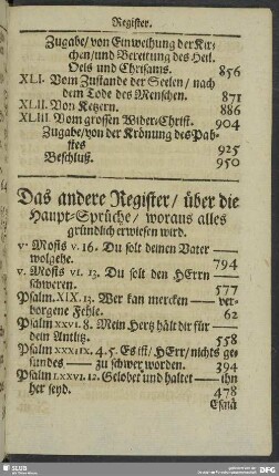 Das andere Register, über die Haupt-Sprüche, woraus alles gründlich erwiesen wird