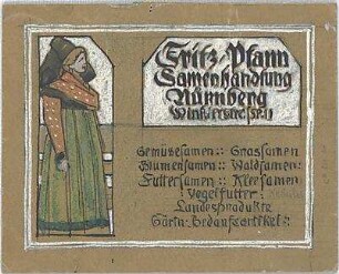 Pfann, Paul; Nürnberg; Fritz Pfann - Samenhandlung - Firmenschild (Ansicht)