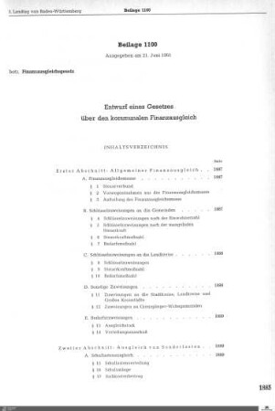 Gesetzentwurf über den kommunalen Finanzausgleich