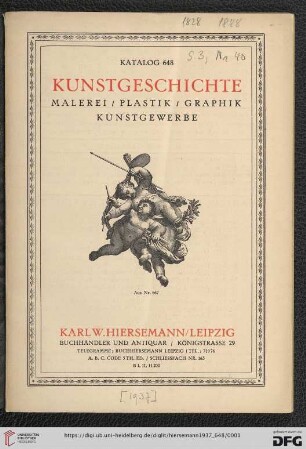 Nr. 648: Katalog: Kunstgeschichte, Malerei, Plastik, Graphik, Kunstgewerbe