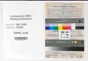 Entnazifizierung Josef Steffes , geb. 26.07.1900 (Bahnsekretaer)