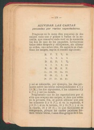 Adivinar las cartas pensadas por varios espectadores.