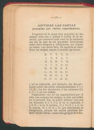 Adivinar las cartas pensadas por varios espectadores.