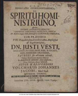 Dissertatio Physiologico-Medica, De Spiritu Hominis Triuno