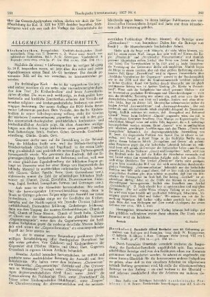 Allgemeines, Festschriften