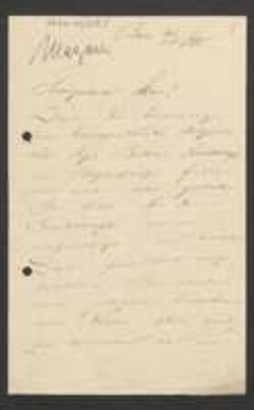 Brief von Paul Magnus an Unbekannt