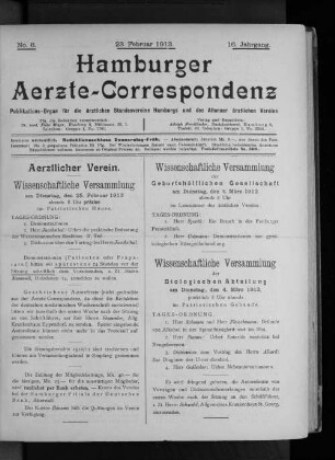No. 8. 23. Februar 1913. 16. Jahrgang.