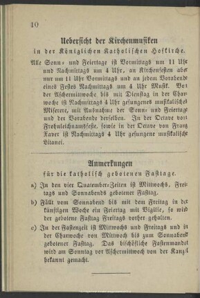 Uebersicht der Kirchenmusiken