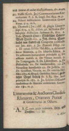Litteratores & Auctores Classici, Rhetores, Oratores Poetae & Grammatici in Octavo