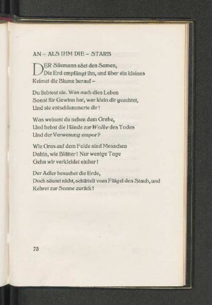 An - als ihm die- starb
