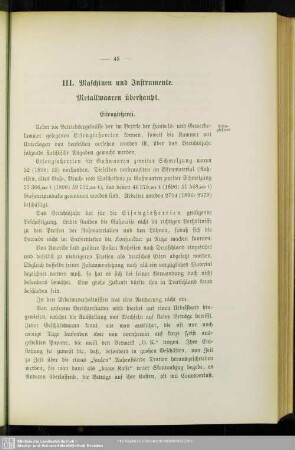 III. Maschinen und Instrumente. Metallwaaren überhaupt