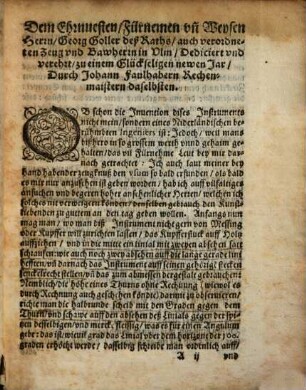 Newerfundener Gebrauch eines Niderlandischen Instruments zum abmessen vnd Grundlegen ...