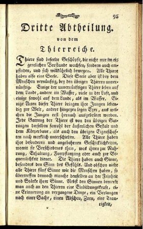 Dritte Abtheilung. von dem Thierreiche.