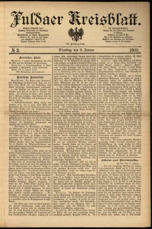 Ausgabe vom Dienstag, den 09. Januar 1900.