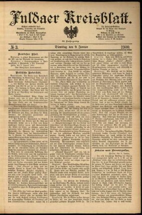 Ausgabe vom Dienstag, den 09. Januar 1900.