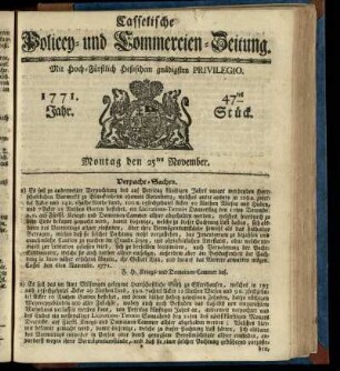 47tes Stueck, Montag den 25ten November 1771