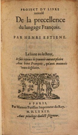Project du livre intitulé: De la précellence du language François