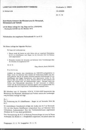 Drucksachen 6501-6750: Anträge, Anfragen, Gesetzentwürfe
