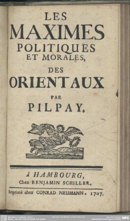 Les Maximes Politiques & Morales, Des Orientaux