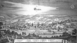 Schwäbisch Gmünd / Gemündt, Ansicht aus Topogr. Sveviae; Matthäus Merian
