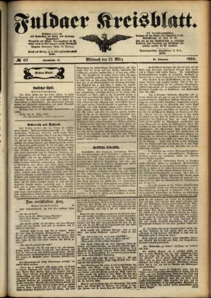 Erste Ausgabe vom Mittwoch, den 23. März 1910.