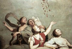 Detail: Personifikation der Musik, Bildhauerei, Mathematik und Astronomie