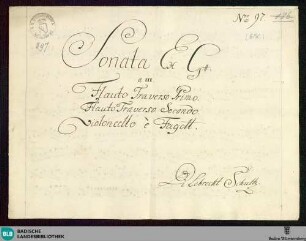 Sonatas - Mus. Hs. 897 : fl (2), vlc, fag; G; GroT 3939-G
