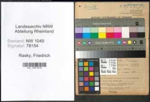 Entnazifizierung Friedrich Rasky , geb. 15.01.1890 (Elektromeister)