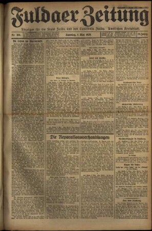 Erste Ausgabe vom Samstag, den 04. Mai 1929.