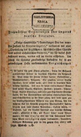 Ungrische Miscellen. 3, 3. 1805
