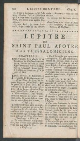 I. Epitre De Saint Paul Apotre Aux Thessaloniciens