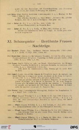 XI. Schauspieler - Berühmte Frauen - Nachträge (Nr. 1246 -1262)