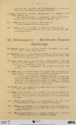 XI. Schauspieler - Berühmte Frauen - Nachträge (Nr. 1246 -1262)