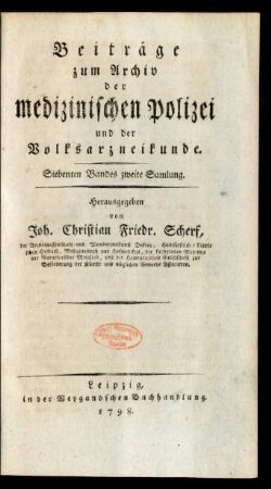 Siebenten Bandes zweite Samlung