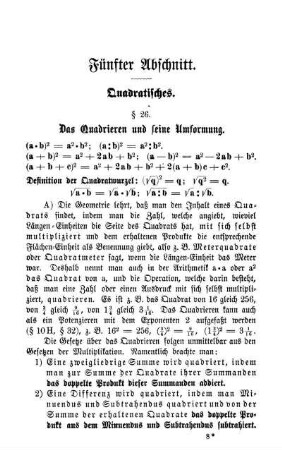 Fünfter Abscnitt. Quadratisches.
