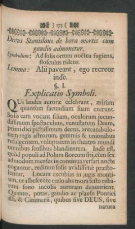 Divus Stanislaus de hora mortis cum gaudio admonetur