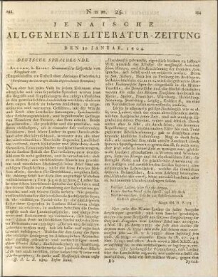 Num. 25. Den 30. Januar 1804