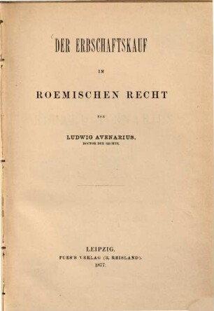 Der Erbschaftskauf im römischen Recht